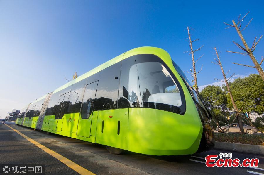 Test run of Autonomous Rail Rapid Transit starts in China's Hunan (1/5)