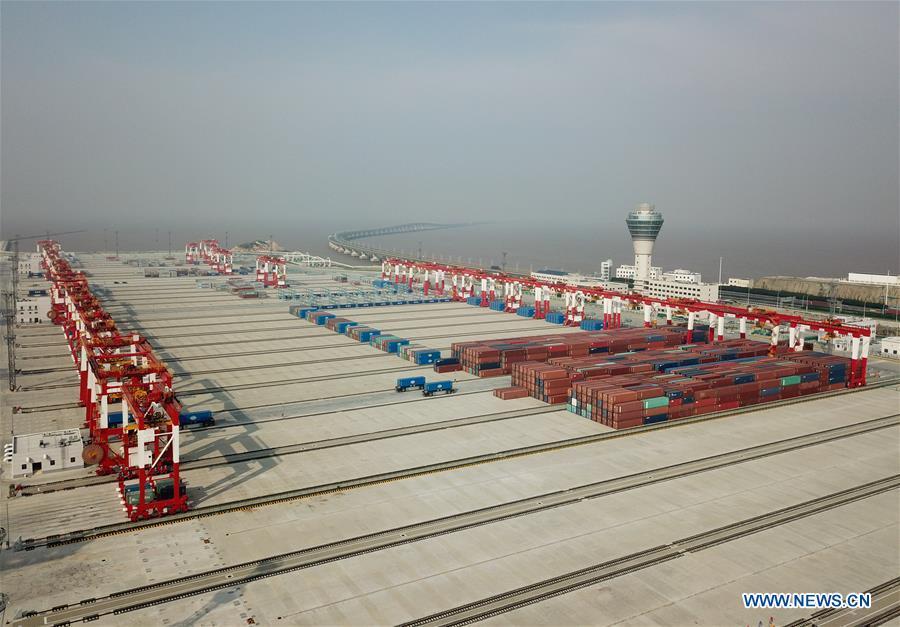 Largest automated container terminal opens in Shanghai (1/8)