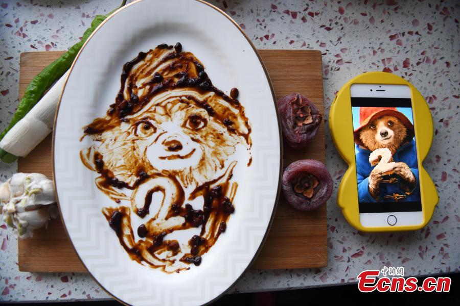 Mother creates cartoons on plates with Chinese condiments(1/6)