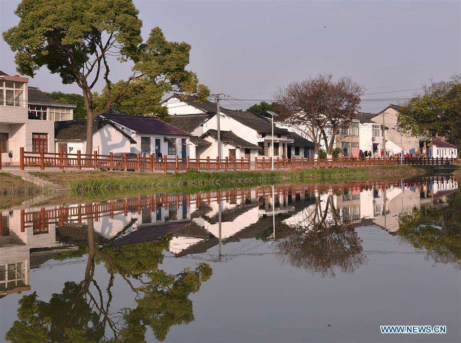 Photo taken on Dec. 6, 2017 shows a river in Fengshou Village of Minhang District in Shanghai, a city of Taihu Lake basin in east China. China has made strides in rolling out a \