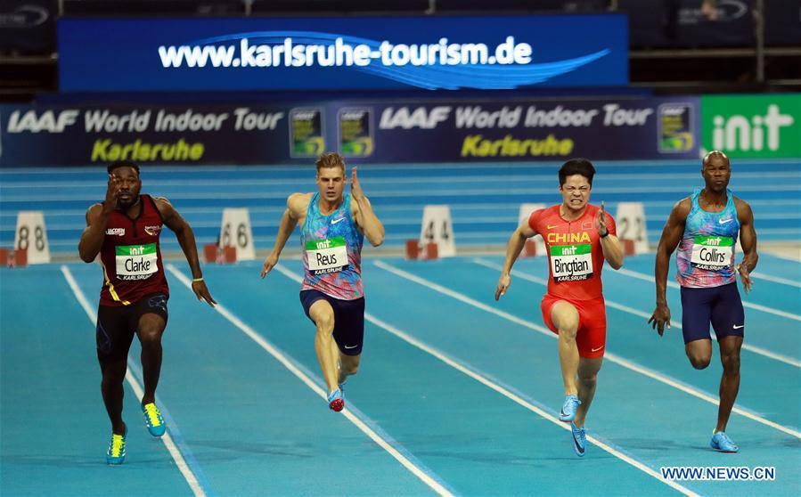 Su Bingtian wins Men's 60m final of 2018 IAAF World Indoor Tour in Germany(1/8)
