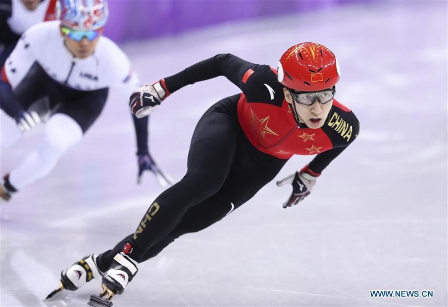 Highlights of men's 500m heat event of short track speed skating at PyeongChang Olympics(1/5)