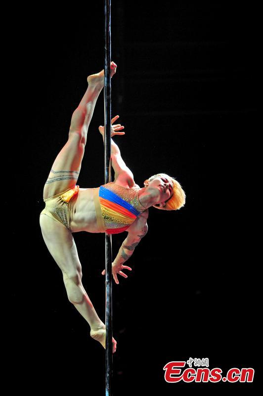 Ke Hong wins men’s singles in world pole dancing contest (1/5)