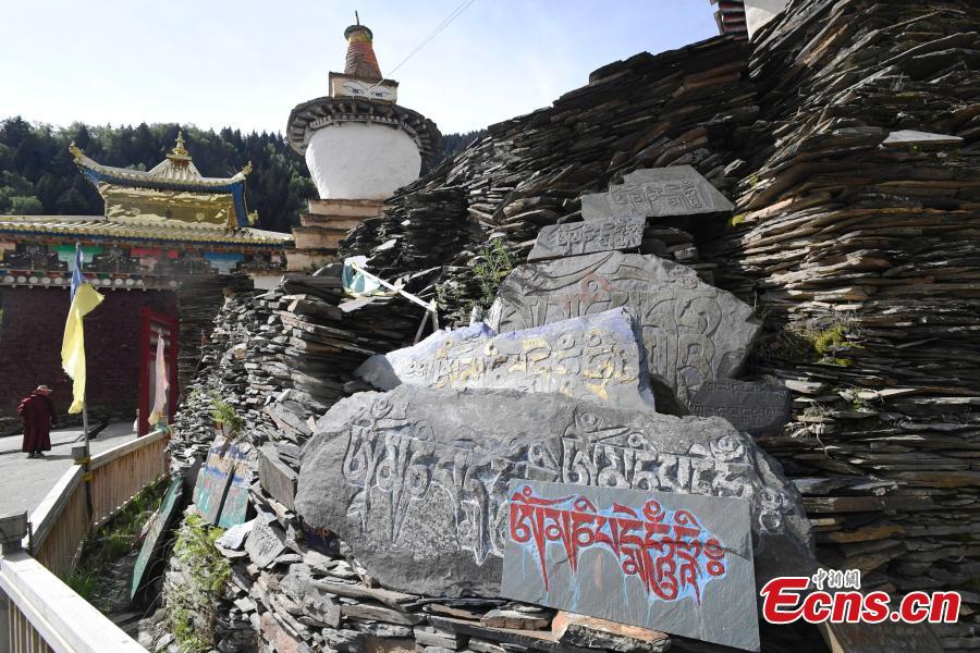 A view of the stone sutras at Bangtuo Monastery, Rangtang County, Southwest China’s Sichuan Province. The monastery is home to 500,000 stone slabs inscribed with Tripitaka scriptures, which were made in the Ming and Qing dynasties by more than 60 masons over a period of nine years on an area of 598 square meters, the largest and best-preserved stone sutras in the world. (Photo: China News Service/An Yuan)