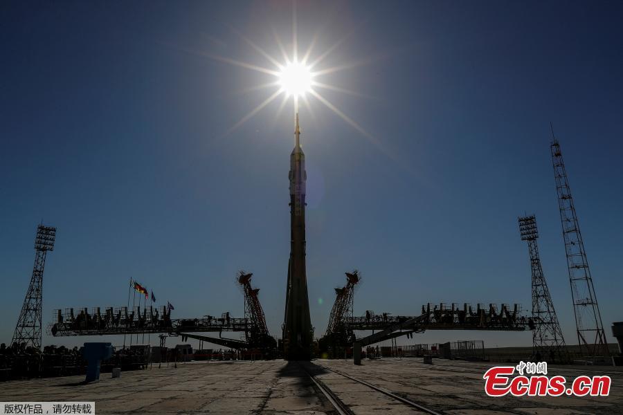 The Soyuz MS-09 spacecraft for the next International Space Station (ISS) crew, formed of astronauts Serena Aunon-Chancellor of the U.S, Alexander Gerst of Germany and cosmonaut Sergey Prokopyev of Russia, is transported from an assembling hangar to the launchpad ahead of its upcoming launch, at the Baikonur Cosmodrome, Kazakhstan, June 4, 2018. (Photo/Agencies)