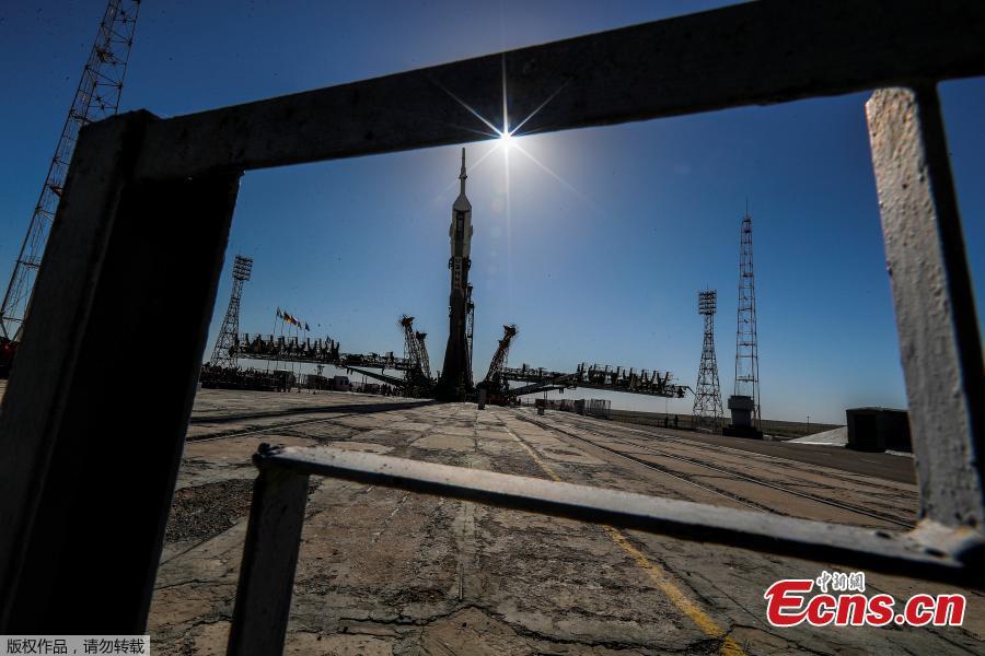 The Soyuz MS-09 spacecraft for the next International Space Station (ISS) crew, formed of astronauts Serena Aunon-Chancellor of the U.S, Alexander Gerst of Germany and cosmonaut Sergey Prokopyev of Russia, is transported from an assembling hangar to the launchpad ahead of its upcoming launch, at the Baikonur Cosmodrome, Kazakhstan, June 4, 2018. (Photo/Agencies)