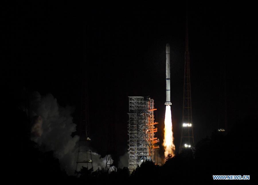 The Fengyun-2H meteorological satellite, carried by a Long March-3A rocket, is launched from the Xichang Satellite Launch Center in southwest China\'s Sichuan Province, June 5, 2018. (Xinhua/Liu Kun)