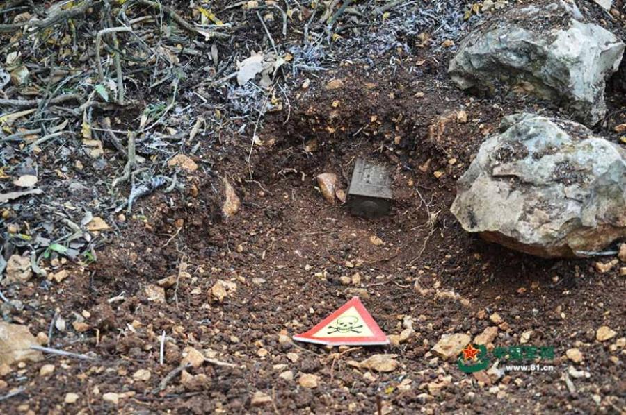 Members of the 17th Chinese peacekeeping force to Lebanon take part in a mine clearance mission in an area of nearly 2,000 square meters on the border between Israel and Lebanon, June 11, 2018. (Photo/81.cn)