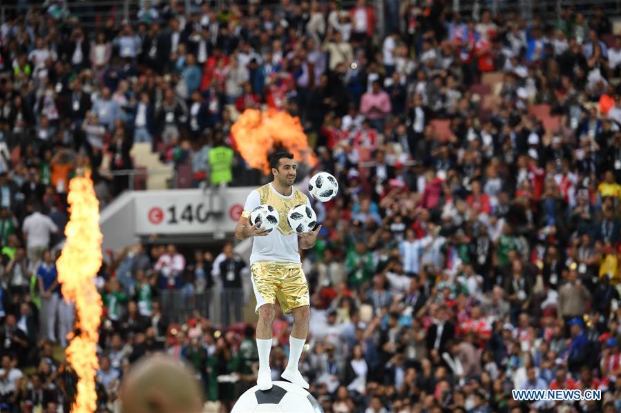 Photo taken on June 14, 2018 shows the opening ceremony of the 2018 FIFA World Cup in Moscow, Russia. (Xinhua/Chen Cheng)