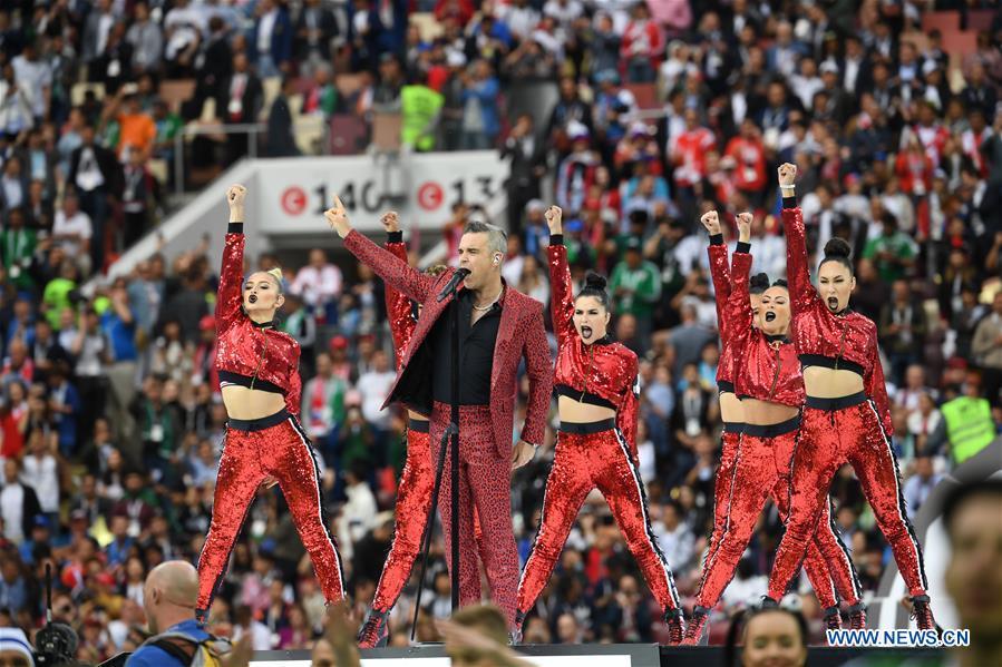 Photo taken on June 14, 2018 shows the opening ceremony of the 2018 FIFA World Cup in Moscow, Russia. (Xinhua/Chen Cheng)