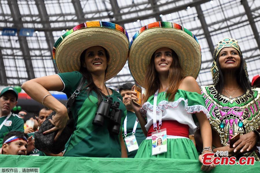 Fans during the match between Germany and Mexico in Luzhniki Stadium, Moscow, Russia, June 17, 2018. (Photo: China News Service/Tian Bochuan)