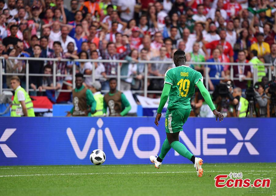 A match between Senegal and Poland in Group H of the World Cup in Spartak Stadium, Moscow, Russia, June 19, 2018. Senegal recorded the first African win at the 2018 World Cup when they beat Poland 2-1 on Tuesday thanks to a deflected Thiago Cionek own goal and a terrible error by Polish \'keeper Wojciech Szczesny. (Photo: China News Service/Mao Jianjun)
