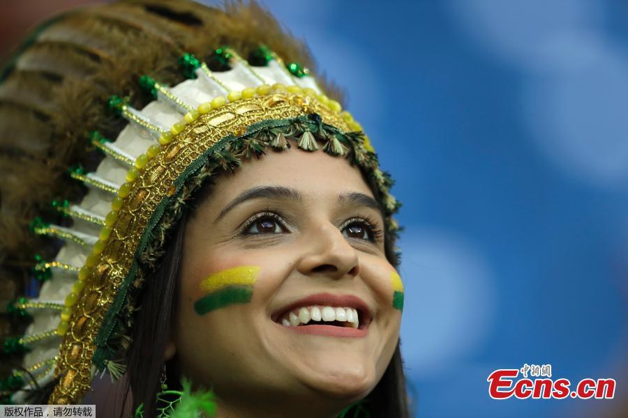 A fan during the match between Brazil and Switzerland in Rostov Arena, Rostov-on-Don, Russia, June 17, 2018. (Photo/Agencies)
