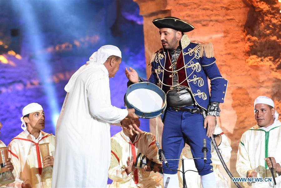 Moroccan comedians perform during the opening of Marrakesh Laughter Festival in Marrakech, Morocco, on June 20, 2018. The annual international humor festival kicked off here on Wednesday. (Xinhua/Aissa)