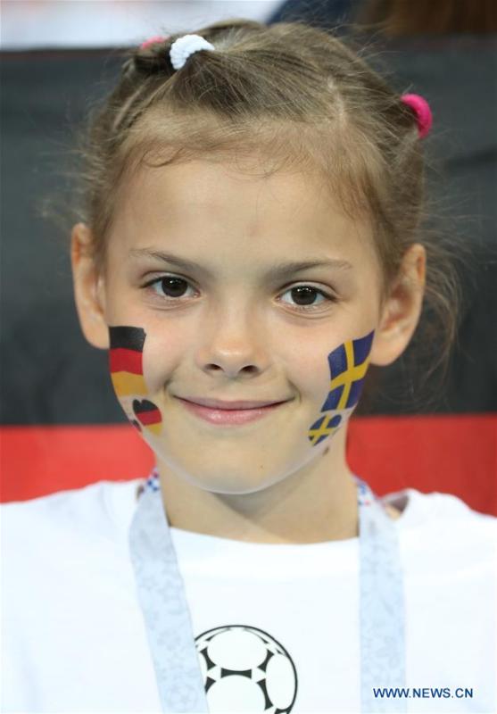 A fan is seen prior to the 2018 FIFA World Cup Group F match between Germany and Sweden in Sochi, Russia, June 23, 2018. (Xinhua/Li Ming)
