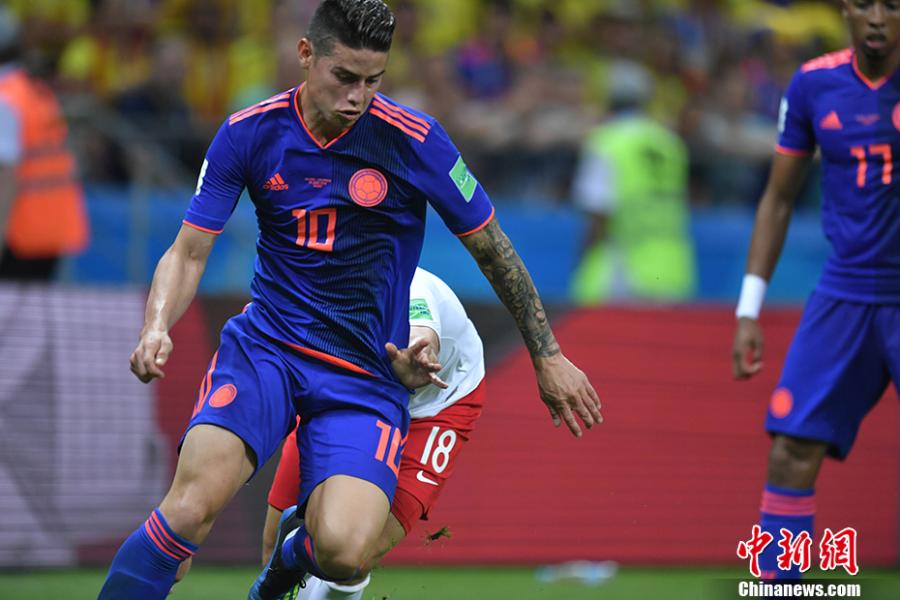 A match between Argentina and Colombia in a Group H match of the World Cup in Kazan, Russia, June 24, 2018. Poland have lost any chance to qualify for the knockout phase of World Cup after falling to Colombia 3-0 in their second Group H match in the Kazan Arena on Sunday.(Photo: China News Service/Tian Bochuan)