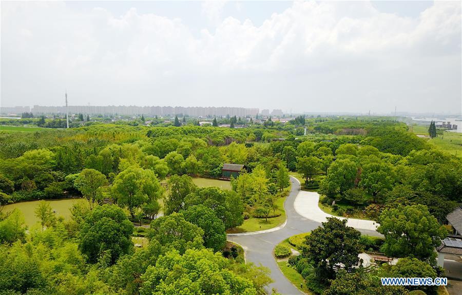 Aerial photo taken on July 29, 2017 shows the Pujiang Country Park in Pudong of Shanghai, east China. China announced the opening-up and development of Pudong in 1990. Pudong is expecting to take the opportunity of celebrating the 40th anniversary of China\'s reform and opening-up to continue to spearhead the country\'s reform and development. (Xinhua/Fang Zhe)