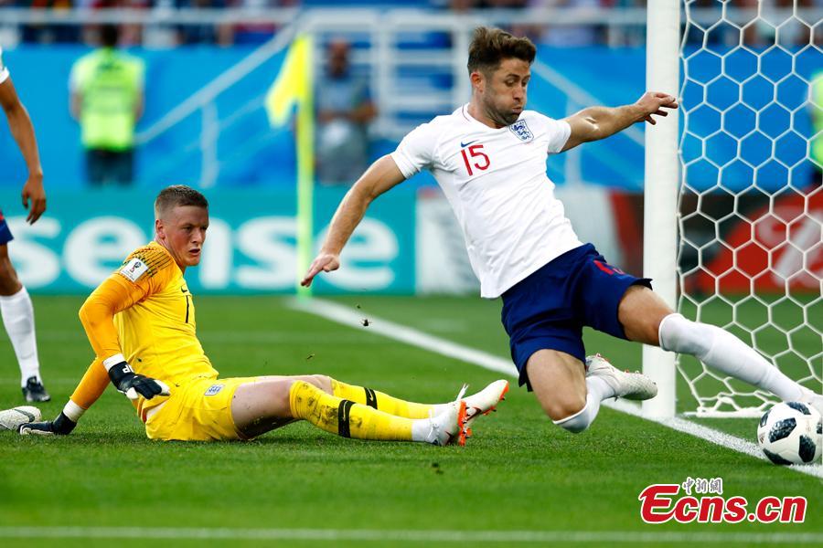 The World Cup match between England and Belgium in Kaliningrad Stadium, Kaliningrad, Russia, June 28, 2018. Belgium remained unbeaten in Russia World Cup as they defeated England and will face Japan in the knockout stage. Belgium\'s Adnan Januzaj scored the only goal. (Photo: China News Service/Fu Tian)