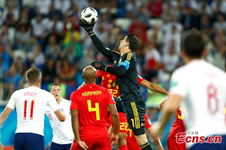 The World Cup match between England and Belgium in Kaliningrad Stadium, Kaliningrad, Russia, June 28, 2018. Belgium remained unbeaten in Russia World Cup as they defeated England and will face Japan in the knockout stage. Belgium\'s Adnan Januzaj scored the only goal. (Photo: China News Service/Fu Tian)