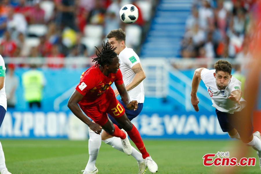 The World Cup match between England and Belgium in Kaliningrad Stadium, Kaliningrad, Russia, June 28, 2018. Belgium remained unbeaten in Russia World Cup as they defeated England and will face Japan in the knockout stage. Belgium\'s Adnan Januzaj scored the only goal. (Photo: China News Service/Fu Tian)