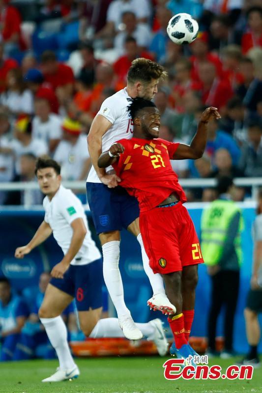 The World Cup match between England and Belgium in Kaliningrad Stadium, Kaliningrad, Russia, June 28, 2018. Belgium remained unbeaten in Russia World Cup as they defeated England and will face Japan in the knockout stage. Belgium\'s Adnan Januzaj scored the only goal. (Photo: China News Service/Fu Tian)