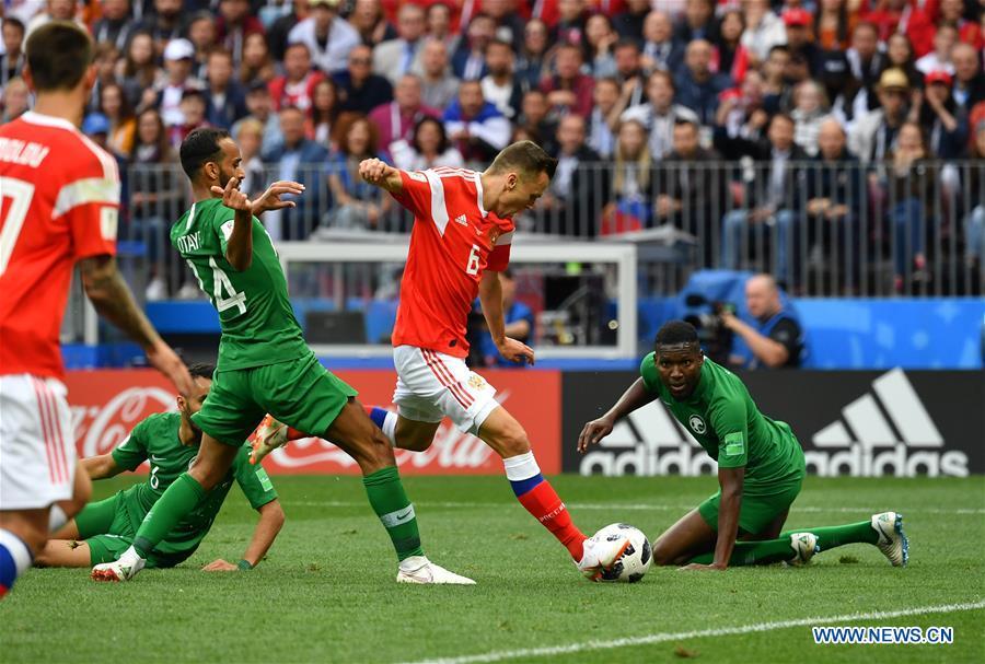 Russia\'s Denis Cheryshev (2nd R) scores his goal against Saudi Arabia during the opening match of the 2018 FIFA World Cup in Moscow, Russia, on June 14, 2018. (Xinhua/Liu Dawei)

A look at the highlights and lowlights of the World Cup group stage in Russia.

Biggest impact

Russia winger Denis Cheryshev started the first match against Saudi Arabia on the bench but was introduced in the 24th minute after an injury to Alan Dzagoev. He made his presence felt almost immediately and struck two superbly taken goals as the hosts romped to a 5-0 victory in Moscow. The Villarreal player scored again in Russia\'s 3-1 win over Egypt.