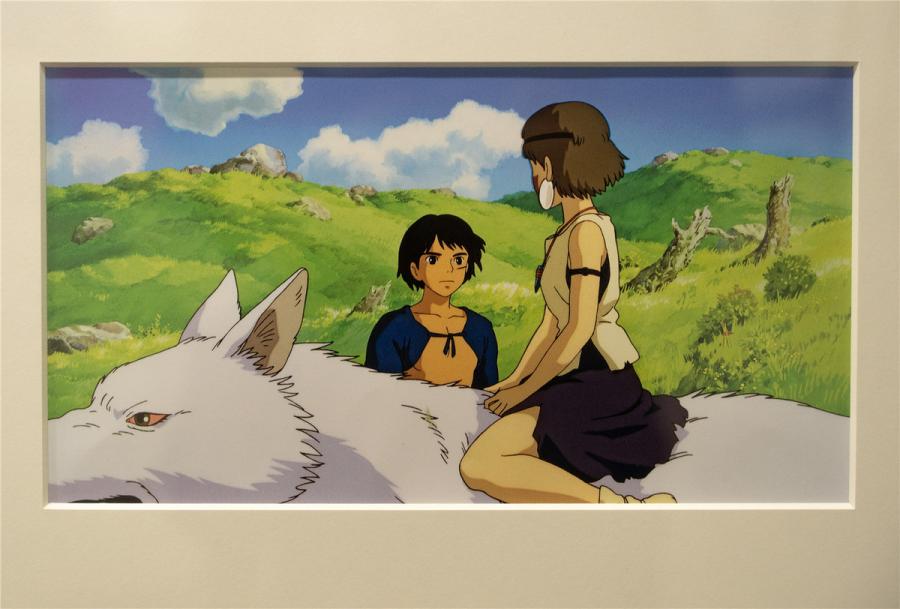 A painting of the scene in Princess Mononoke. (Photo/chinadaily.com.cn)

The anime feature films produced by the studio include Spirited Away, My Neighbor Totoro, Princess Mononoke, Grave of the Fireflies, and Kiki\'s Delivery Service.