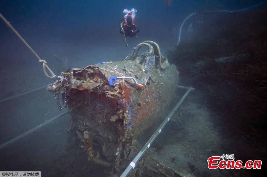 French military diver member of the FS Pluton M622 navy de-mining ship, swims on July 2, 2018, above the wreck of an USAAF P-47 Thunderbolt (Warthog) US fighter plane, which crashed in 1944 during the Second World War (WWII), off the French Mediterranean island of Corsica, where a unite was based from 1944 at what was then dubbed the \'Alto airfield\' on the east coast of the island. - The US agency the Defense POW/MIA Accounting Agency (DPAA) along with the help of the French navy are using divers to search for any remains of the US pilots that died during WWII and to identify them using their DNA, also collecting any other relevant material. (Photo/Agencies)