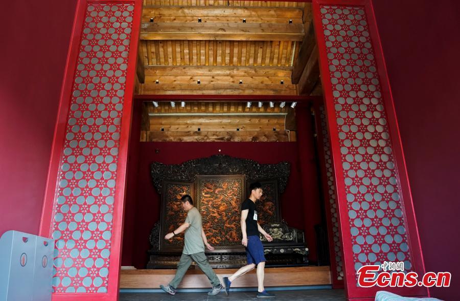 Photo taken on July 6, 2018 shows preparations underway to open the Nanxun Hall area in Nandaku, or the southern grand warehouse, at the Palace Museum, Beijing. The area will be used as a gallery to display imperial furniture in the Kangxi, Qianlong and Yongzheng periods of the Qing Dynasty (1644-1911) in the first stage, and then furniture from the Ming Dynasty (1368-1644) later, eventually bringing the total number of exhibits to 2,000. (Photo: China News Service/Du Yang)