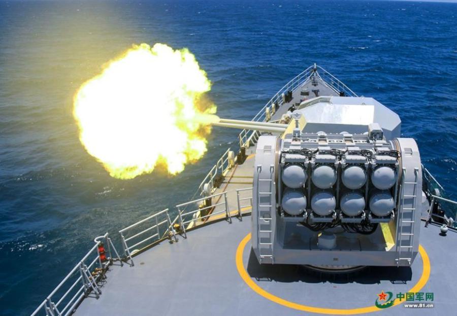 A frigate division of the South China Sea Fleet of the PLA Navy, including the Meizhou, Luoyang, and Mianyang ships, undertakes a live-fire drill in the South China Sea from July 5 to 7 to enhance combat capabilities. (Photo/81.cn)