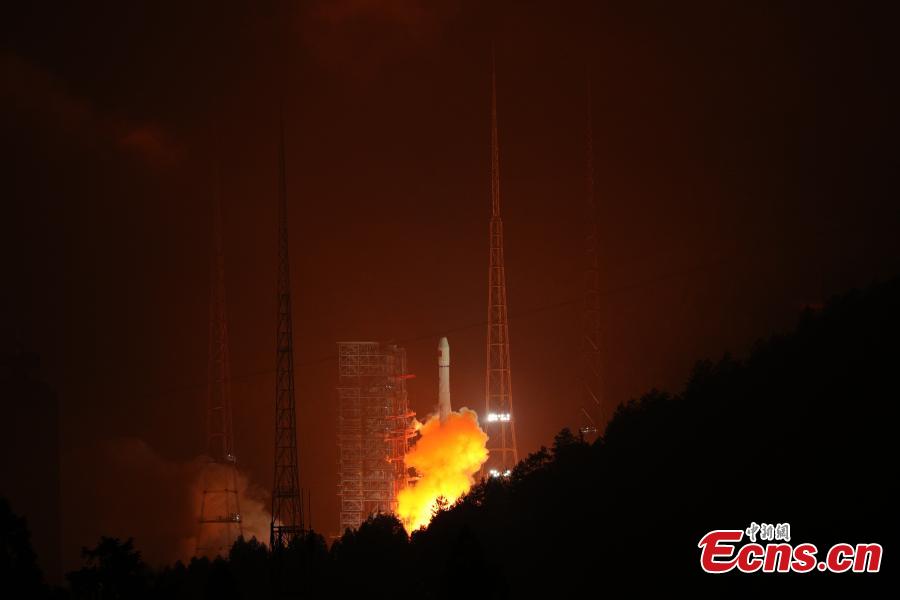 A Long March-3A rocket carrying a new Beidou navigation satellite is launched from the Xichang Satellite Launch Center, Sichuan Province, at 4:58 a.m., July 10, 2018. The satellite is the 32nd of the Beidou navigation system, and one of the Beidou-2 family. (Photo: China News Service/Liang Keyan)