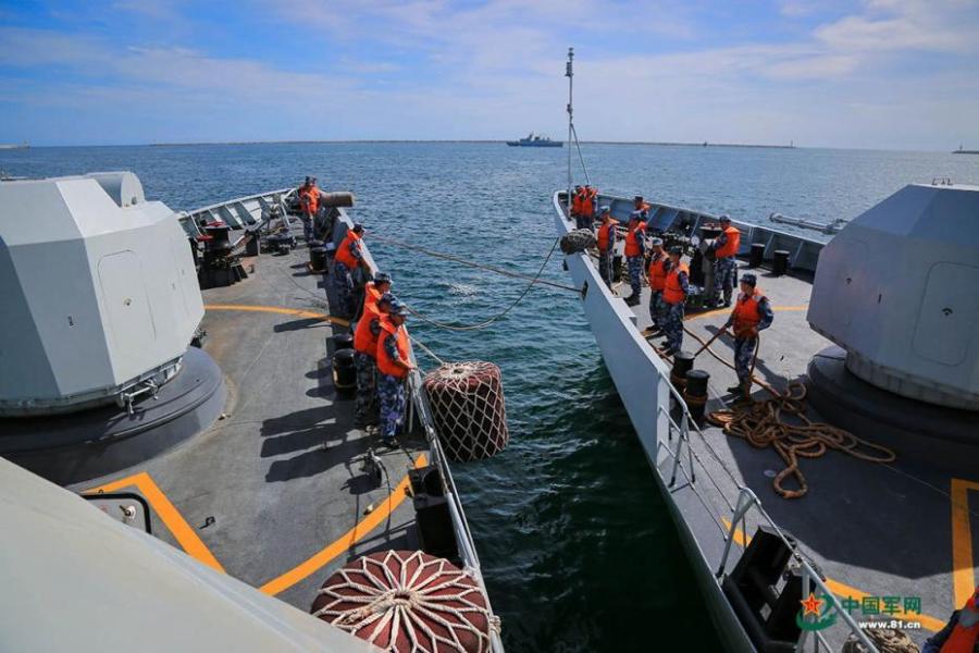 A frigate division of the South China Sea Fleet of the PLA Navy, including the Meizhou, Luoyang, and Mianyang ships, undertakes a live-fire drill in the South China Sea from July 5 to 7 to enhance combat capabilities. (Photo/81.cn)