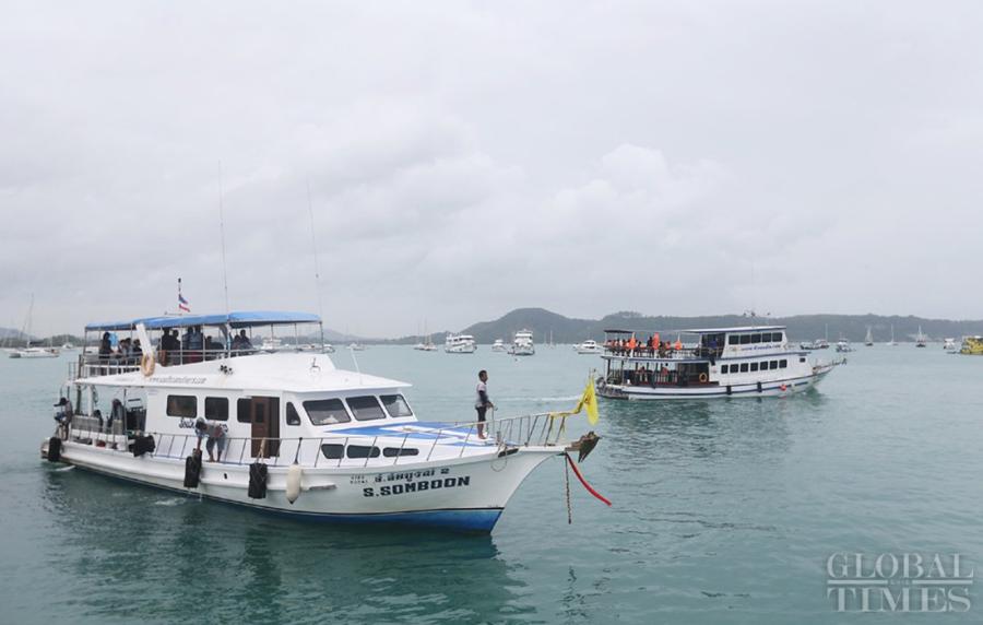 Cruise ships leaving port in Phuket. (Photo: Cui Meng/GT)