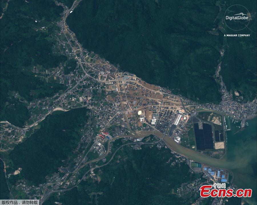 A satellite image captured on July 10, 2018 shows an overview of Yasuura, Japan after the floods. (Photo/Agencies)