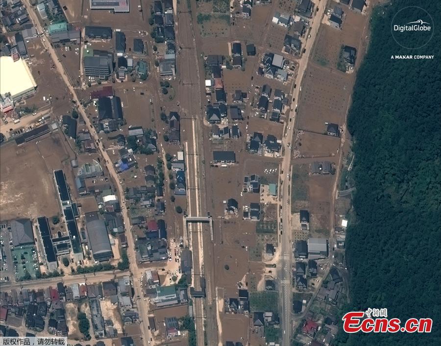 A satellite image captured on July 10, 2018 shows an overview of Yasuura, Japan after the floods. (Photo/Agencies)