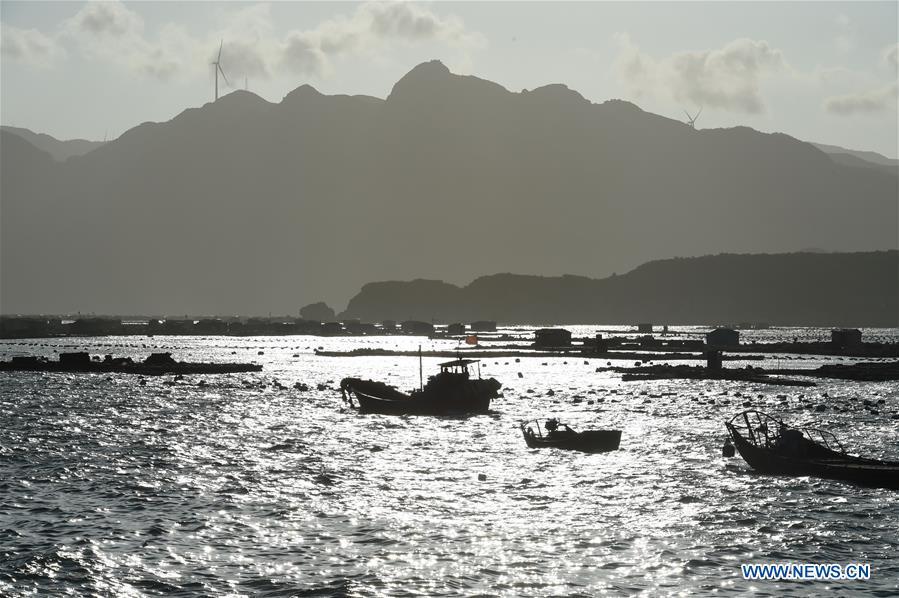 Fishing boats berth at a harbor in Lianjiang County, southeast China\'s Fujian Province, July 10, 2018, as Typhoon Maria, the eighth typhoon this year, approaches the Chinese coast. China\'s National Meteorological Center (NMC) issued this year\'s first red alert for Typhoon Maria, which is expected to hit China\'s coastal provinces on Wednesday morning. (Xinhua/Jiang Kehong)