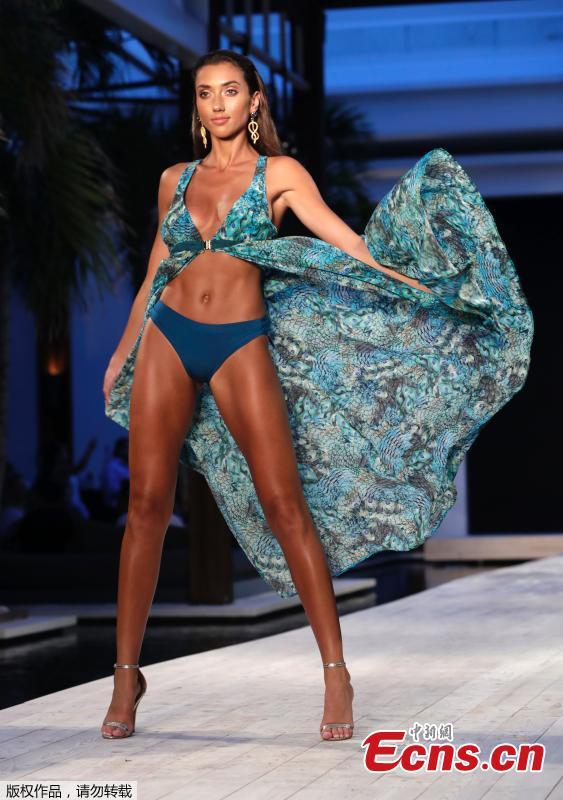 A model walks down the runway during the Montce swimwear show at Miami Swim Week,July 15, 2018, in Miami Beach, Florida. (Photo/Agencies)