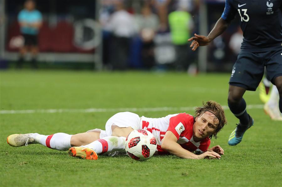 Luka Modric of Croatia is seen during the 2018 FIFA World Cup final match between France and Croatia in Moscow, Russia, July 15, 2018. (Xinhua/Yang Lei)
