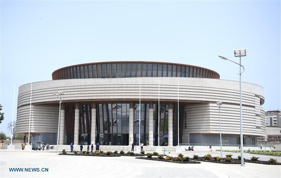 Photo taken on July 18, 2018 shows the Museum of Black Civilization in Senegal\'s capital Dakar. China is now Senegal\'s second largest trading partner and biggest source of financing. The National Grand Theater, the Museum of Black Civilization and the National Wrestling Arena, built with Chinese assistance, stand as important venues to carry forward the culture and traditions of Senegal. (Xinhua/Yan Yan)