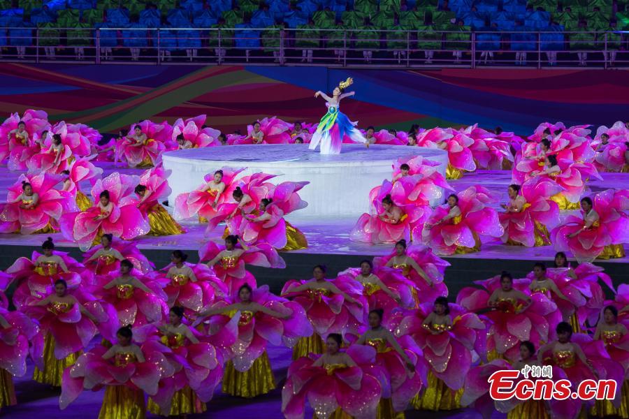 The opening ceremony for the 12th Sports Meet of Tibet Autonomous Region as well as the 4th National Traditional Ethnic Sports Meet in Lhasa, Tibet Autonomous Region, July 22, 2018. It is the largest sports meet in the autonomous region’s history, with more than 1,200 athletes set to compete in nearly 100 events. (Photo: China News Service/He Penglei)