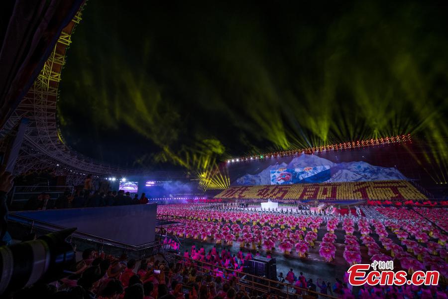 The opening ceremony for the 12th Sports Meet of Tibet Autonomous Region as well as the 4th National Traditional Ethnic Sports Meet in Lhasa, Tibet Autonomous Region, July 22, 2018. It is the largest sports meet in the autonomous region’s history, with more than 1,200 athletes set to compete in nearly 100 events. (Photo: China News Service/He Penglei)