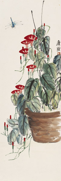 One of Qi Baishi\'s paintings on show. (Photo provided to China Daily)
The words on more than 100 displayed seals at the museum also reflect Qi\'s introspection of his own life: He started as a carpenter and became a famous artist but kept looking for larger goals, especially as he got older. When many other Chinese artists retreated from social life at an old age, Qi wanted to take on more social responsibilities.

In his painting, Qingping Fulai (prosperity in tranquility), which is a source of the exhibition title, an old man is seen holding a vase, with a fruit bat hovering over him. The vase symbolizes \