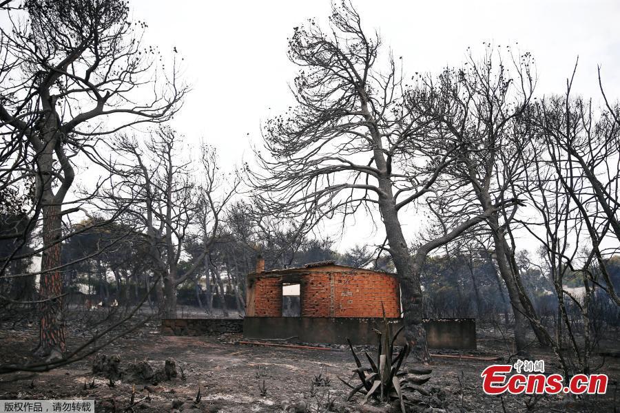 A burned house is seen following a wildfire at the village of Mati, near Athens, Greece July 24, 2018. Greece’s prime minister told of the “unspeakable tragedy” the country faced after at least 74 people were killed by wildfires that swept through a resort, trapping people in cars and on the edge of cliffs as others were forced to jump off to survive. (Photo/Agencies)