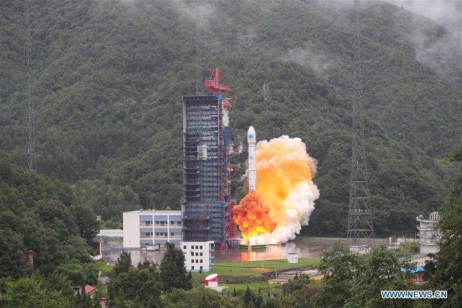 China sends twin satellites into space via the Long March-3B carrier rocket from Xichang Satellite Launch Center in Xichang, southwest China\'s Sichuan Province, July 29, 2018. The twin satellites are the 33rd and 34th of the BeiDou navigation system. (Xinhua/Liang Keyan)