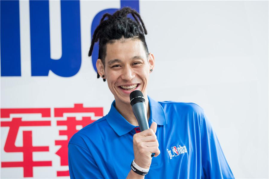 Jeremy Lin speaks at the opening ceremony of the training camp for the Jr. NBA World Championship in Beijing, June 28, 2018.  (Photo provided to chinadaily.com.cn)

Lin, who suffered a knee injury last season, told younger players the injury was a major hurdle that no one could have foreseen.

He shared his experience on recuperation, saying when adversity strikes, one needs to focus on solving the problem and be grateful to those who help.

The 29-year-old Chinese American also shared his observation on the development of Chinese youth basketball, saying China now has a lot of good coaches, and students also have chances to play all over the world, a big change over the years.

He also encouraged young people to practice more basic skills.