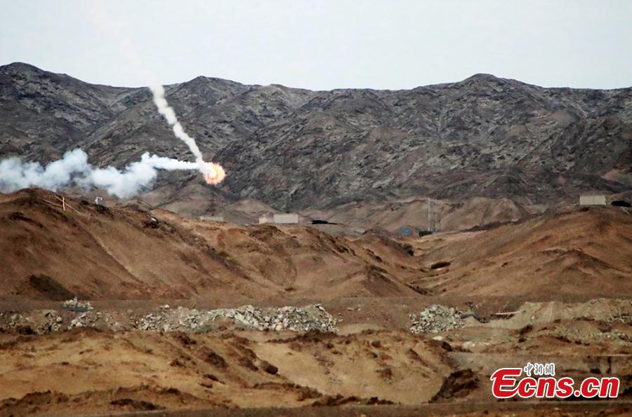 A military vehicle during a contest at the International Army Games 2018 in Korla in Xinjiang Uygur Autonomous Region, July 31, 2018. China beat six other teams to win the contest. Three of the tournament events - \