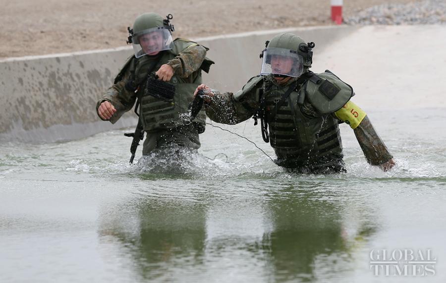 The Russian soldiers participate in the Safe Route Competition in Korla on August 2. Photo: Cui Meng/GT