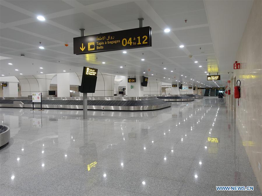 Photo taken on Aug. 10, 2018 shows the passenger baggage claim point of the new Algiers Airport in Algeria. The construction of new Algiers Airport by China State Construction Engineering Corporation (CSCEC) will be completed soon. (Xinhua)