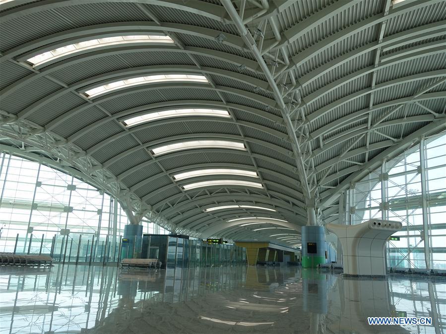 Photo taken on Aug. 10, 2018 shows the boarding waiting hall of the new Algiers Airport in Algeria. The construction of new Algiers Airport by China State Construction Engineering Corporation (CSCEC) will be completed soon. (Xinhua)