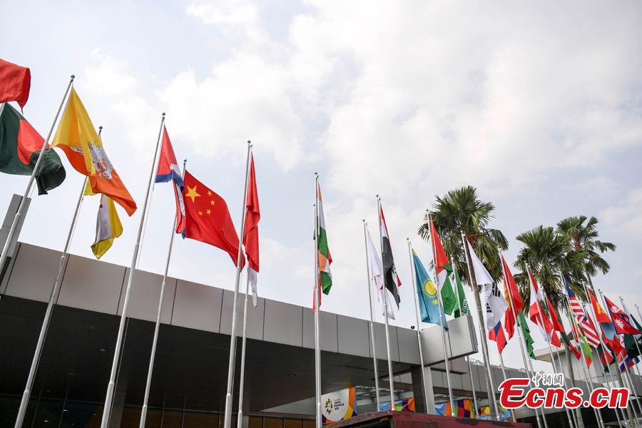 A view of the press center for the 18thAsian Games in Palembang, Indonesia, Aug. 15, 2018. A total of 11,300 athletes from 45 National Olympic Committees will compete in the Asian Games set to be played from August 18 to September 2, according to the latest data from the Olympic Council of Asia. (Photo: China News Service/Yang Huafeng)